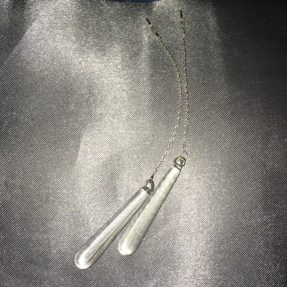 Long clear lucite drops sterling silver threaders